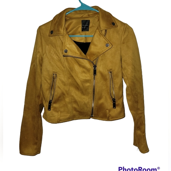 Primark Faux Suede Moto Jacket Size 6 - Picture 2 of 9